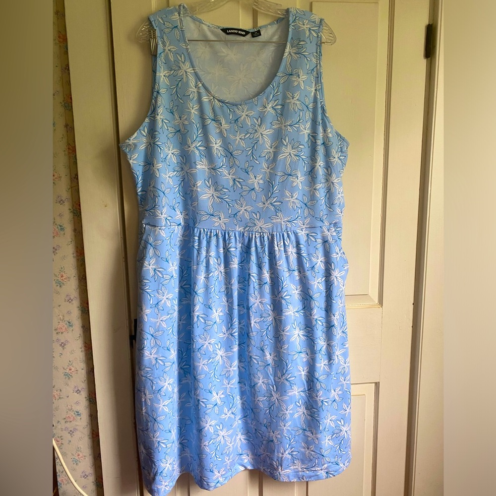 Lands End Blue Floral Sundress